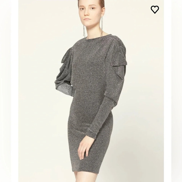 Isabel Marant Waden Stretch Metallic Silver Mini Dress Size 36/US 6 - Picture 1 of 9